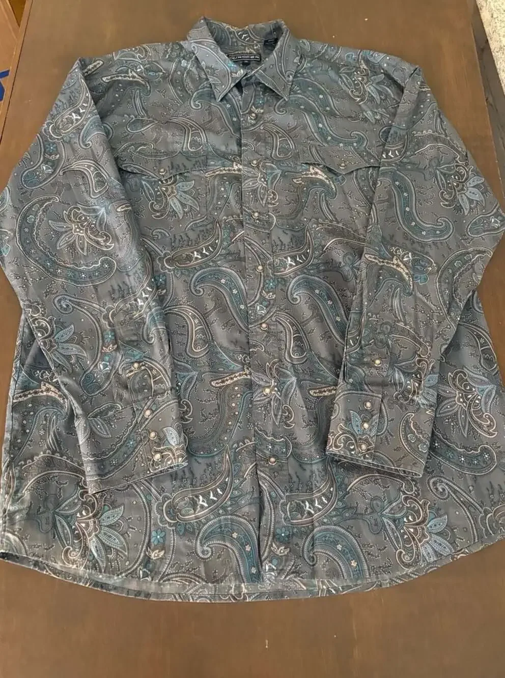 Roper Men's 2XL Paisley Print Western Pearl Snap Button Shirt Cowboy Rodeo